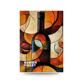 Abstract art print of a bottle with 'Hunter Valley' branding on a white background