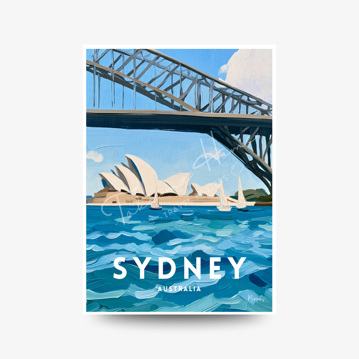 Blue Impasto Sydney Poster