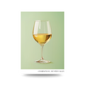 Wine glass with golden wine on a green background