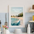 Framed artwork of Cottesloe Beach in Australia on a kitchen wall.