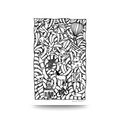 Black and white design of little doodles and ribbons
