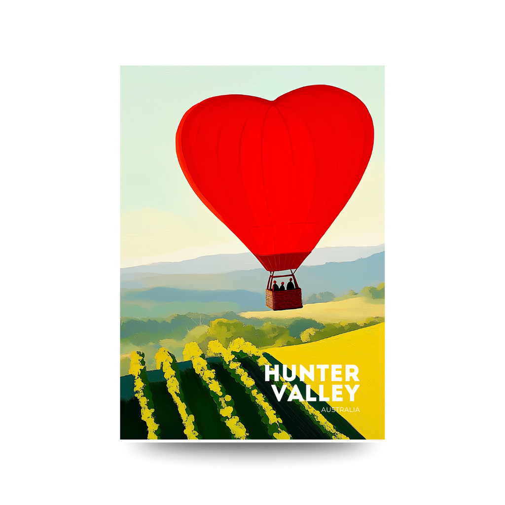 Hunter Valley 'Heart Air Balloon' Poster