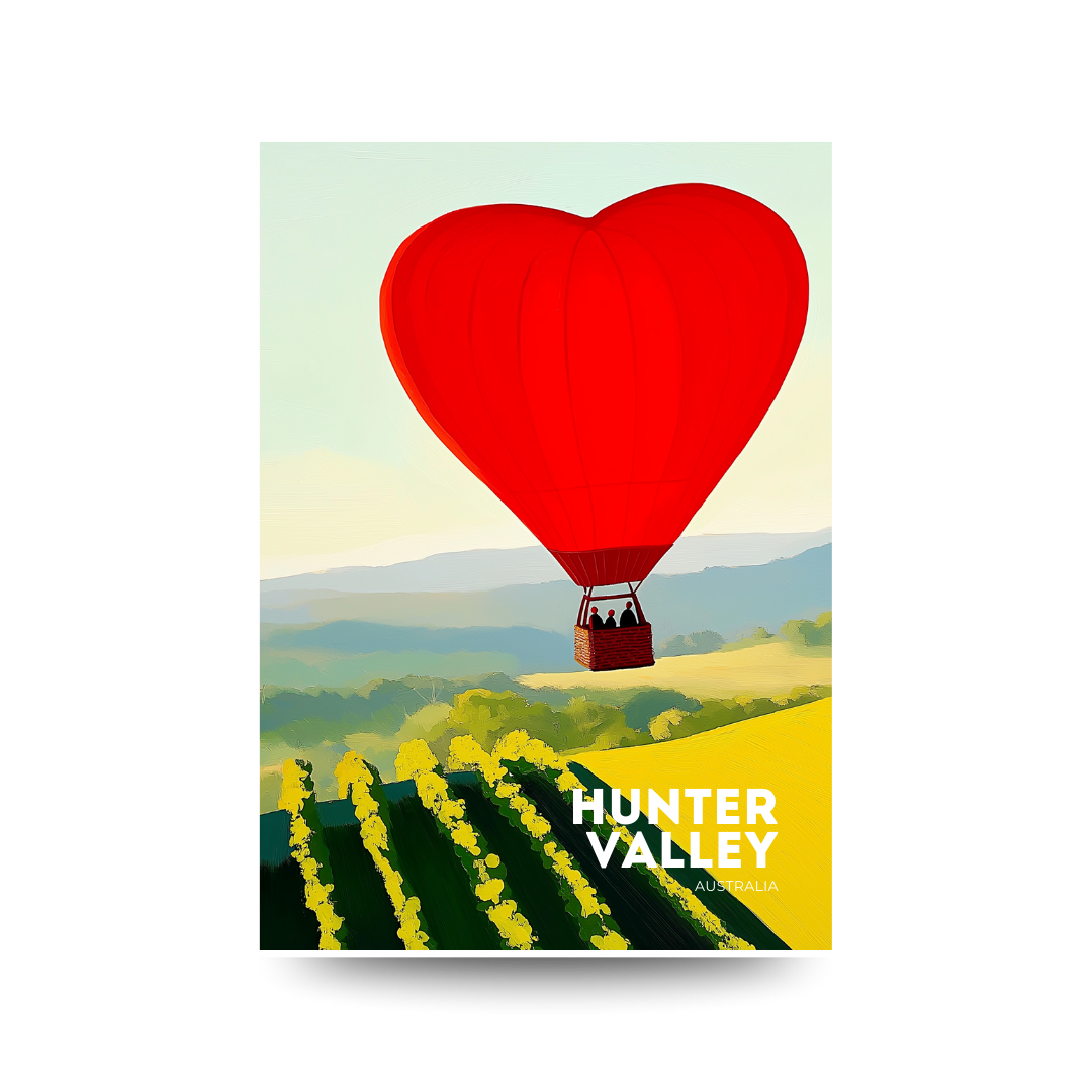 Hunter Valley 'Heart Air Balloon' Poster