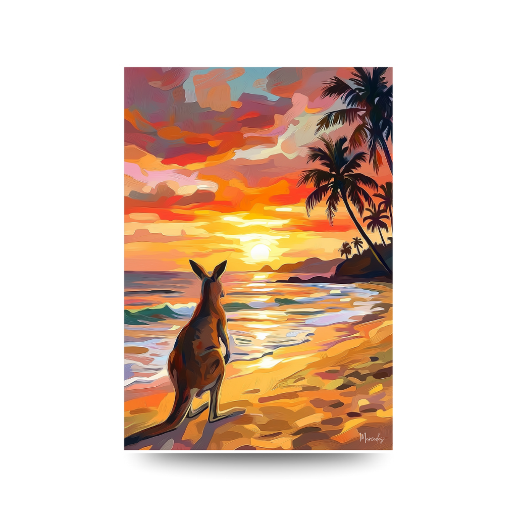 Australia 'Kangaroo Beach Sunset' Poster