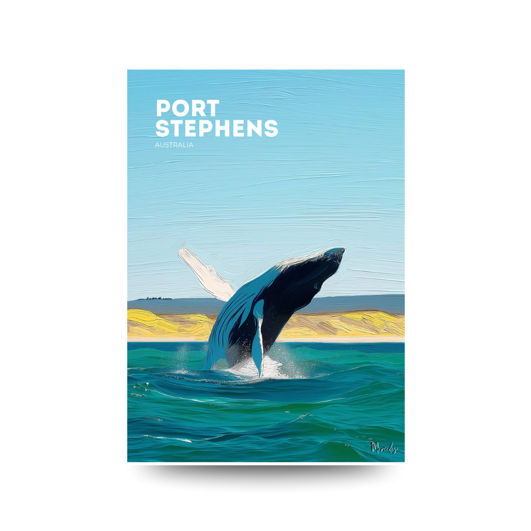 Port Stephens 'Whale Breach' Poster