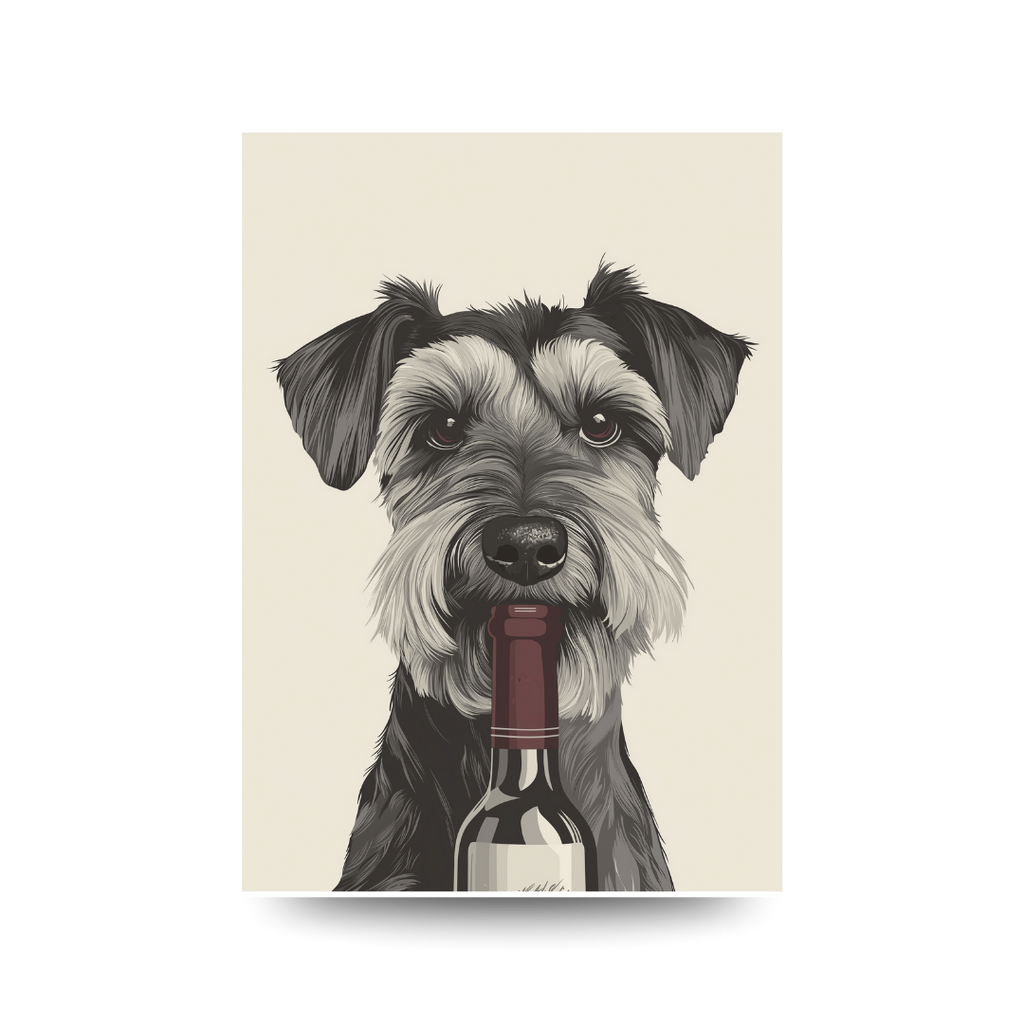 Hunter Valley 'Schnauzer With Bottle' Poster