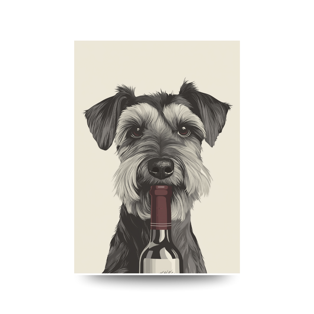 Hunter Valley 'Schnauzer With Bottle' Poster