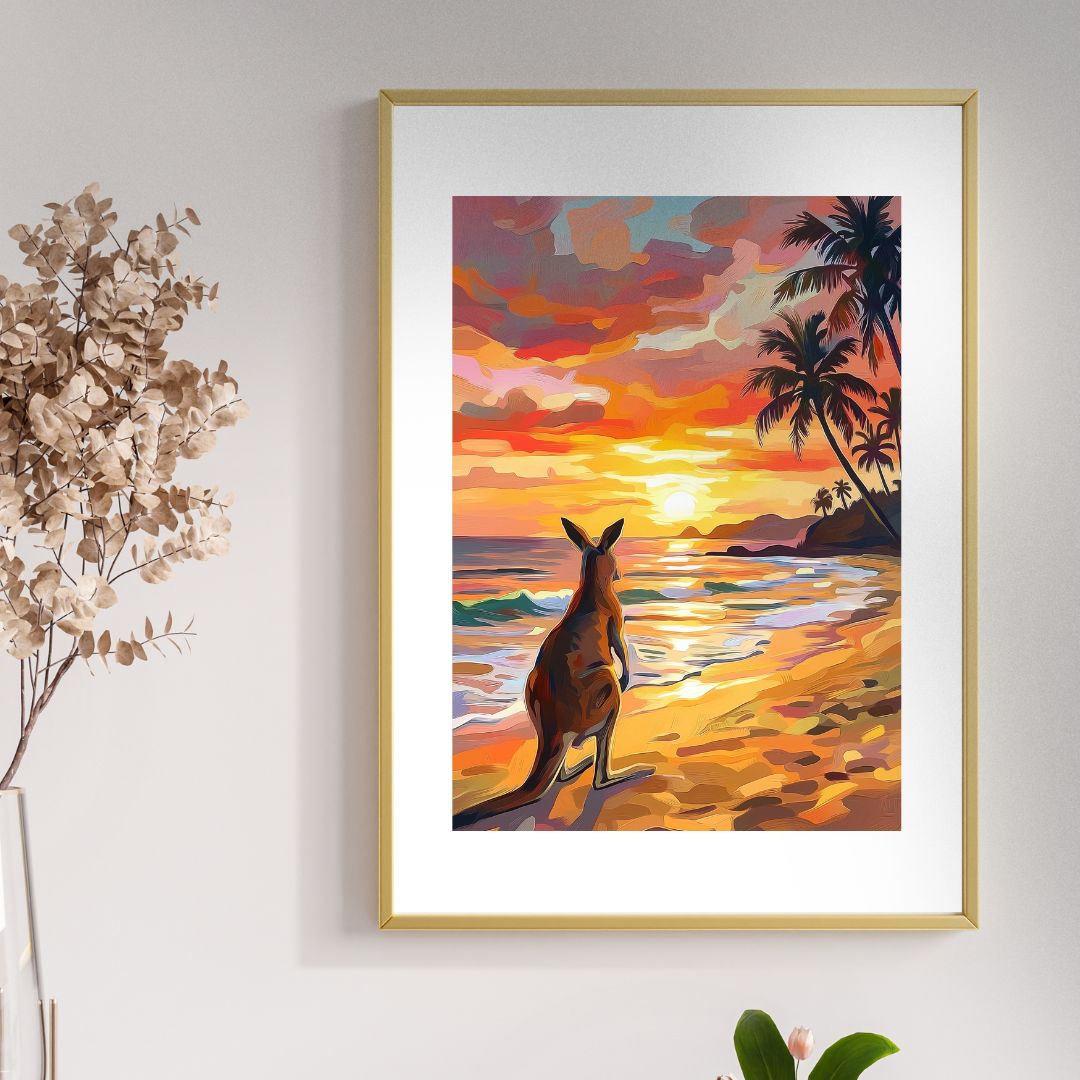 Australia 'Kangaroo Beach Sunset' Poster