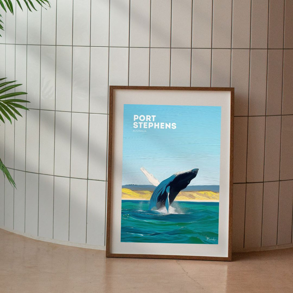 Port Stephens 'Whale Breach' Poster
