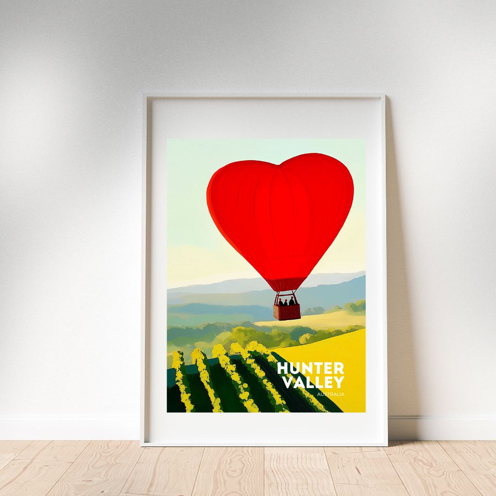 Hunter Valley 'Heart Air Balloon' Poster