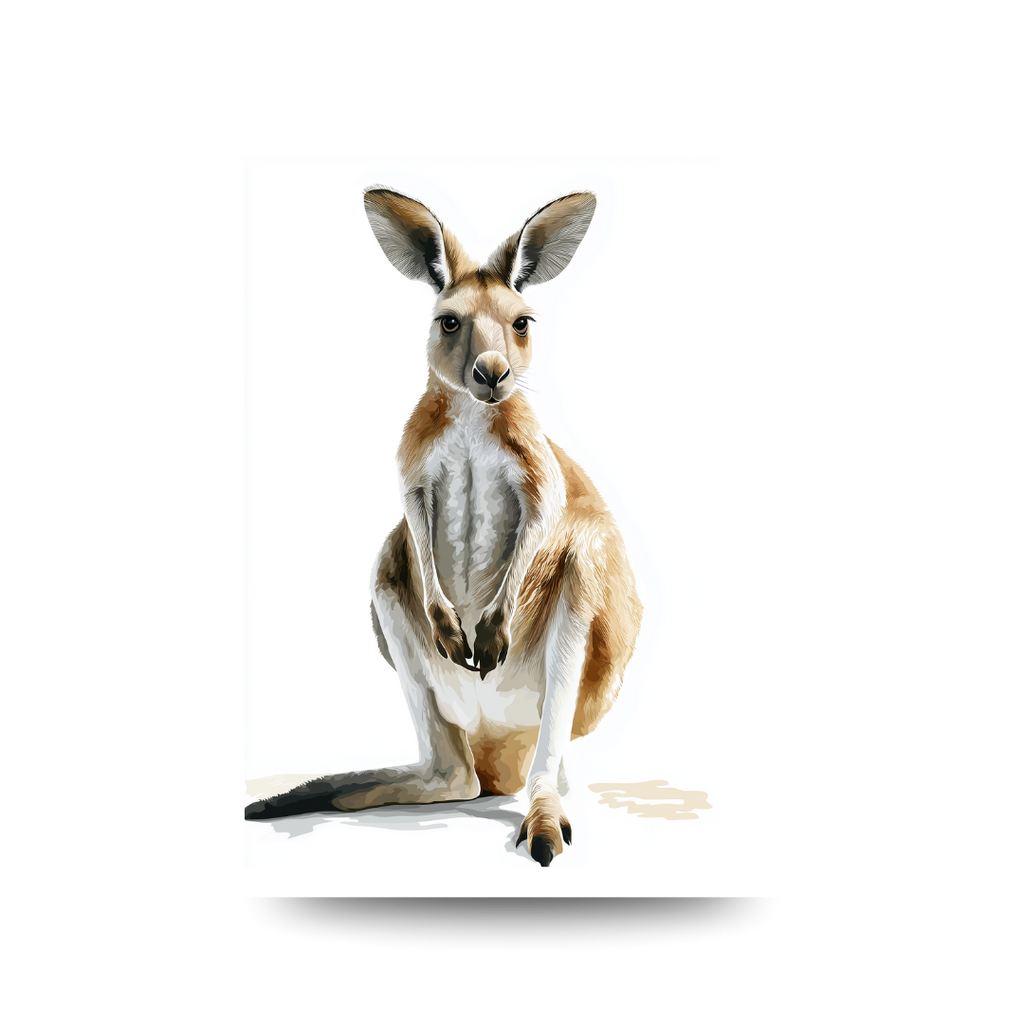 Watercolour kangaroo on a white background